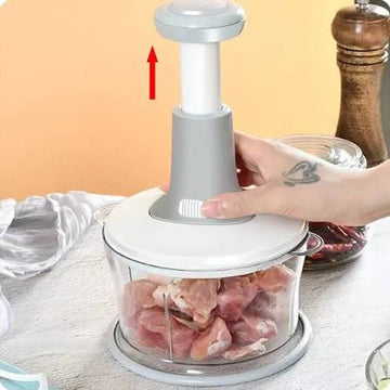 Manual Hand Operated 2000 ML Chopper Pump Action With Free 3 Blades Food Processor Portable Container And Easy To Clean Kitchen Gadget.