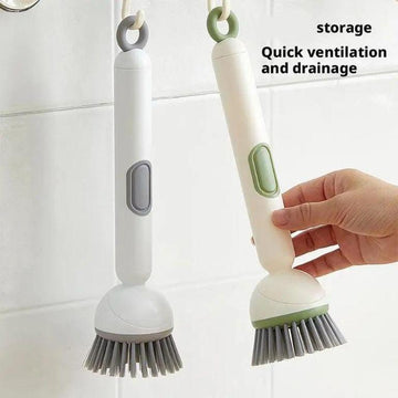 360° Rotating Dish Cleaning Brush with Soap Dispenser | Push Squeeze Kitchen Washing Brush