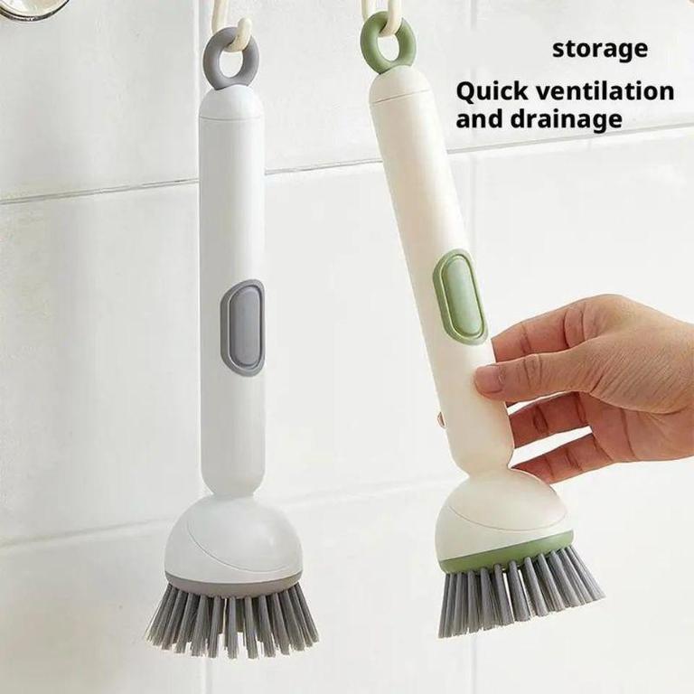 360° Rotating Dish Cleaning Brush with Soap Dispenser | Push Squeeze Kitchen Washing Brush